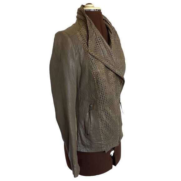 Bano eeMee Olive Leather Moto Jacket - Picture 6 of 11